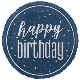 18 inch-es Happy Birthday Sötétkék Glitz Fólia Lufi