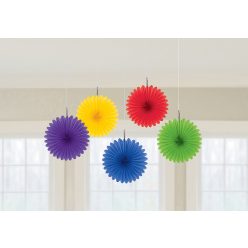   Rainbow Vegyes Színű Legyezők Függő Dekoráció - 15,2 cm, 5 db-os
