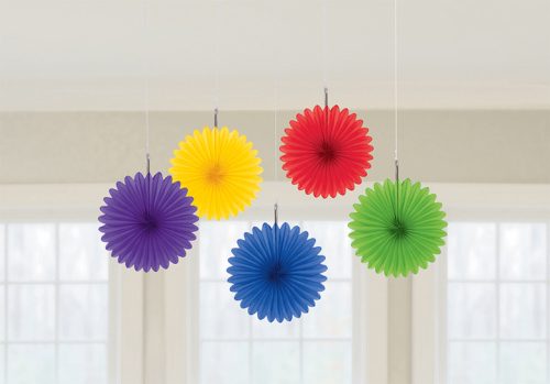 Rainbow Vegyes Színű Legyezők Függő Dekoráció - 15,2 cm, 5 db-os