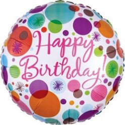 18 inch-es Happy Birthday Polka Dots Szülinapi Fólia Lufi