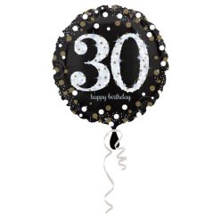   18 inch-es 30-as Happy Birthday Sparkling Születésnapi Fólia Lufi