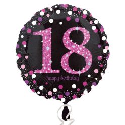   18 inch-es 18-as Happy Birthday Pink Celebration Prismatic Születésnapi Fólia Lufi