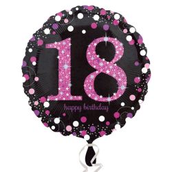   18 inch-es 18-as Happy Birthday Pink Celebration Prismatic Születésnapi Fólia Lufi