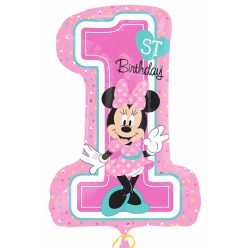   28 inch-es Minnie Egér Első Szülinapi Super Shape Fólia Lufi