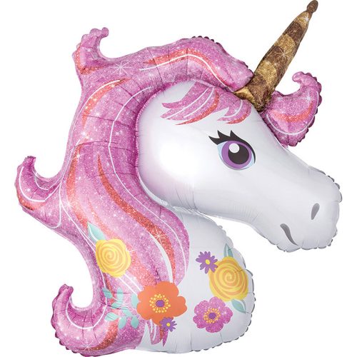 Glitteres Magical Unicorn - Egyszarvú Super Shape Fólia Lufi