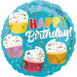   17 inch-es Happy Birthday Cupcake Fun - Muffinok Szülinapi Fólia Lufi