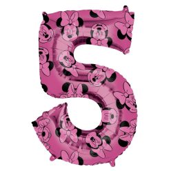   26 inch-es Minnie Egér - Minnie Mouse Mintás Number 5 Pink Számos Fólia Lufi