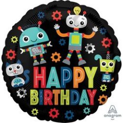18 inch-es Birthday Robots Szülinapi Fólia Lufi