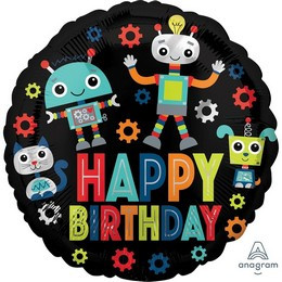 18 inch-es Birthday Robots Szülinapi Fólia Lufi