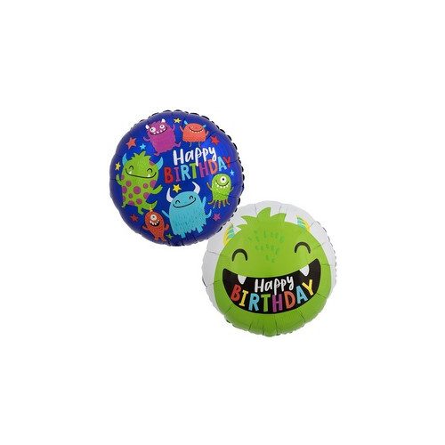 18 inch-es Happy Little Monsters Bday Szülinapi Két Oldalú Fólia Lufi