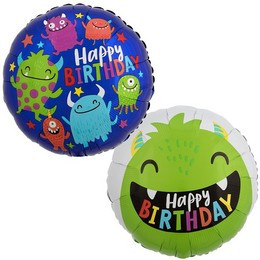 18 inch-es Happy Little Monsters Bday Szülinapi Két Oldalú Fólia Lufi