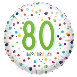   18 inch-es 80-as Konfetti Mintás - Confetti Birthday 80 Fólia Lufi