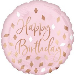 18 inch-es Blush Birthday Szülinapi Fólia Lufi