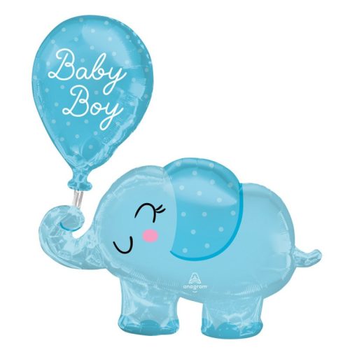 Kék Elefánt - Baby Boy Elephant Super Shape Fólia Lufi Babaszületésre
