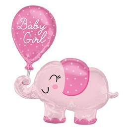 Rózsaszín  Elefánt - Baby Girl  Elephant Super Shape Fólia Lufi Babaszületésre