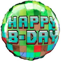 18 inch-es Happy B-Day Pixel Szülinapi Fólia Lufi