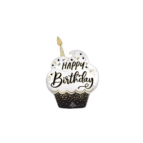 29 inch-es Happy Birthday Wishes Cupcake Szülinapi Fólia Lufi