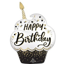 29 inch-es Happy Birthday Wishes Cupcake Szülinapi Fólia Lufi