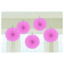 Rózsaszín Legyezők Függő Dekoráció - 15,2 cm, 5 db-os