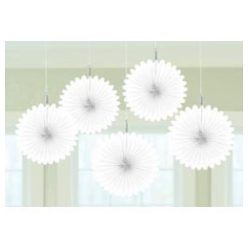 Fehér Legyezők Függő Dekoráció - 15,2 cm, 5 db-os