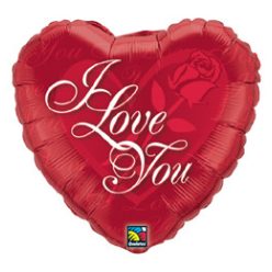  18 inch-es Rózsás Szív - I Love You Red Rose Szerelmes Fólia Lufi