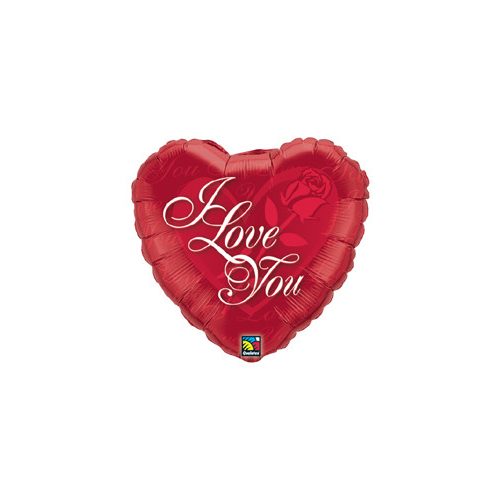 18 inch-es Rózsás Szív - I Love You Red Rose Szerelmes Fólia Lufi