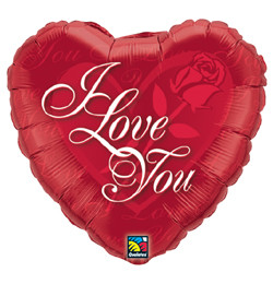 18 inch-es Rózsás Szív - I Love You Red Rose Szerelmes Fólia Lufi