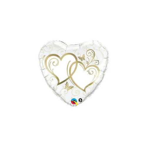 18 inch-es Entwined Hearts Gold Esküvői Szív Fólia Lufi