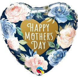 18 inch-es Mothers Day Pink and Blue Roses Anyák-napi Szív Fólia Lufi