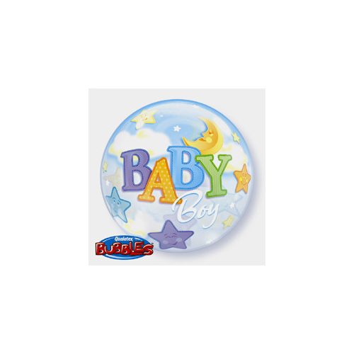 22 inch-es Baby Boy Moon és Stars Bubble Bébi Lufi Babaszületésre