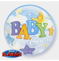 22 inch-es Baby Boy Moon és Stars Bubble Bébi Lufi Babaszületésre