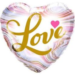   18 inch-es Márvány Mintás - Love Colorful Marble Szív Fólia Lufi