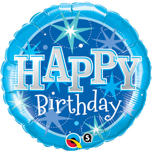 18 inch-es Birthday Blue Sparkle Szülinapi Fólia Lufi