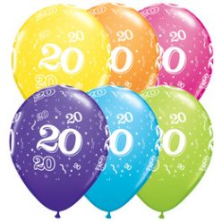   11 inch-es 20-as printelt Tropical Asst. Szülinapi Számos Lufi 