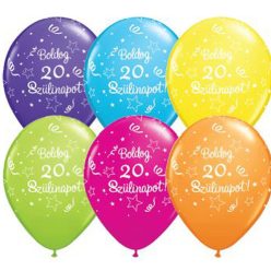   11 inch-es Boldog 20. Szülinapot Feliratú Shining Star Tropical Assortment Szülinapi Lufi 