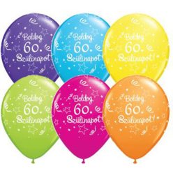   11 inch-es Boldog 60. Szülinapot Feliratú Shining Star Tropical Assortment Szülinapi Lufi