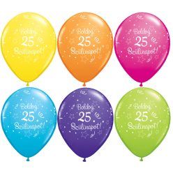   11 inch-es Boldog 25. Szülinapot Feliratú Shining Star Tropical Assortment Szülinapi Lufi