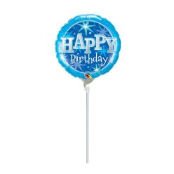   9 inch-es Birthday Blue Sparkle Szülinapi Fólia Lufi (5 db/csomag)