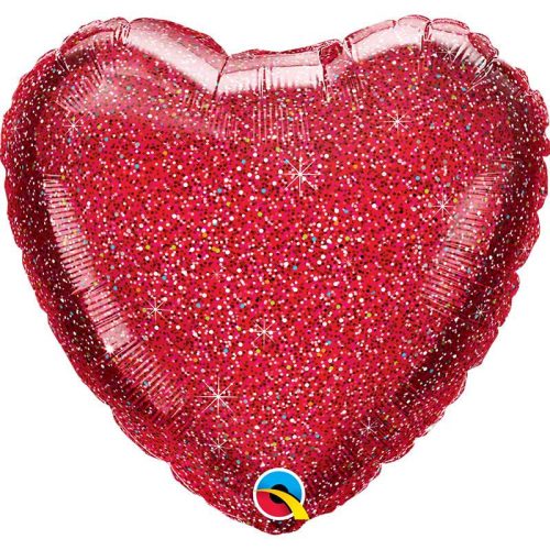 18 inch-es Glittergraphic Red Szív Fólia Lufi