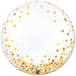 24 inch-es Arany Konfetti Pöttyös Mintás Deco Bubble Lufi