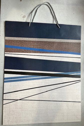 Dísztáska 43*54 cm barna, világos, csíkos
