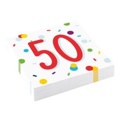   50-es Konfetti Mintás Parti Szalvéta - 33 cm x 33 cm, 16 db-os