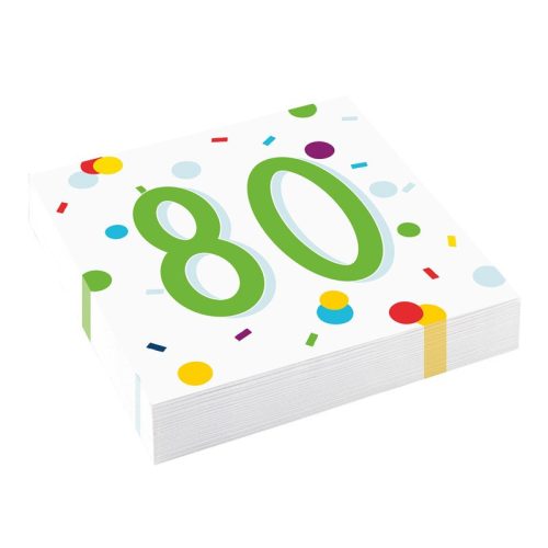 80-as Konfetti Mintás Parti Szalvéta - 33 cm x 33 cm, 16 db-os