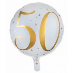 18 inch-es 50-es White Gold Szülinapi Fólia Lufi