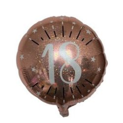 18 inch-es 18-as Rosegold Csillogó Szülinapi Fólia Lufi