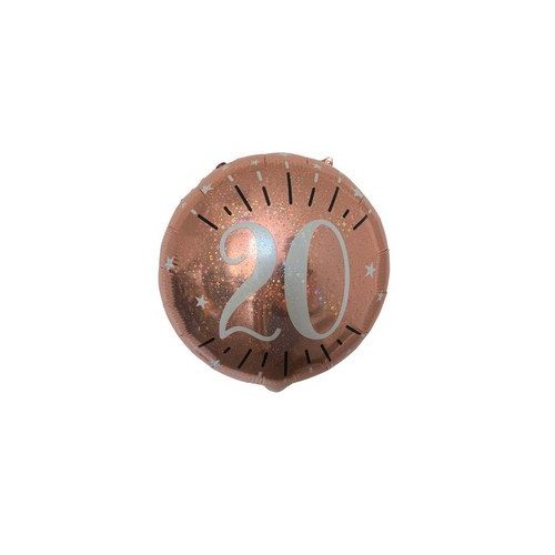 18 inch-es 20-as Rosegold Csillámos Szülinapi Fólia Lufi