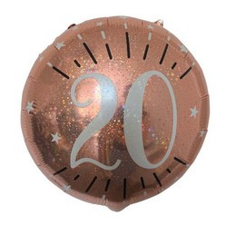 18 inch-es 20-as Rosegold Csillámos Szülinapi Fólia Lufi