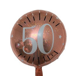 18 inch-es 50-es Rosegold Csillogó Szülinapi Fólia Lufi