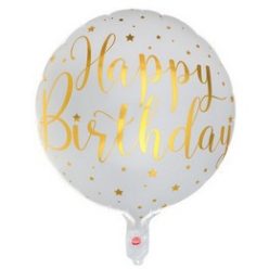 18 inch-es Happy Birthday White Gold Szülinapi Fólia Lufi