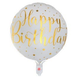 18 inch-es Happy Birthday White Gold Szülinapi Fólia Lufi